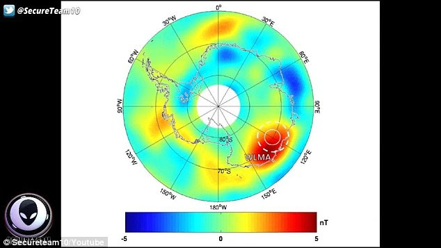 This representation of satellite data reveals the bizarre Antarctic anomaly (circled)
