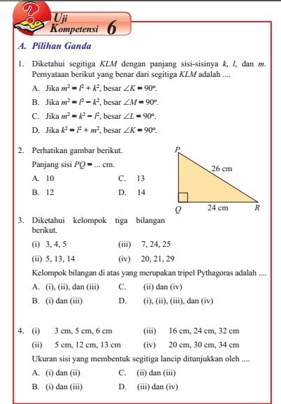 Kunci jawaban uji kompetensi semester 2 matematika kelas 7