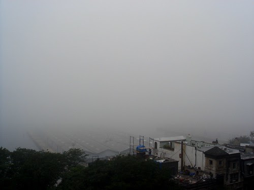 Fog blocks view of Manhattan