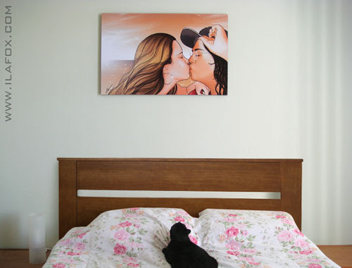 quadro de beijo no por do sol no quarto de casal by ila fox