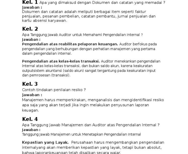 Contoh Soal Auditing 2 Dan Jawabannya Belajar Saja