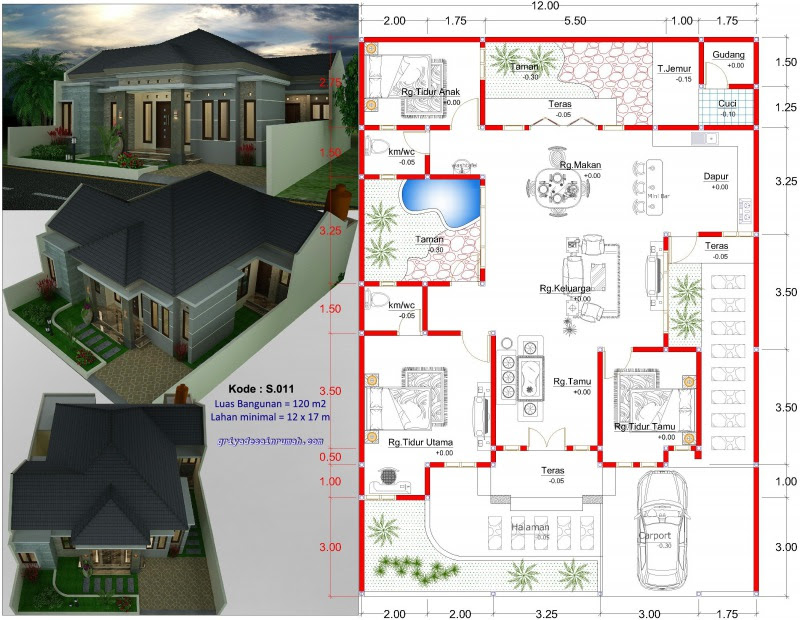 Desain Rumah Type 120 Lebar 12 m 1 Lantai Jasa Desain Rumah Desain Rumah Type 120 Lebar 12 m 1 Lantai Jasa Desain Rumah