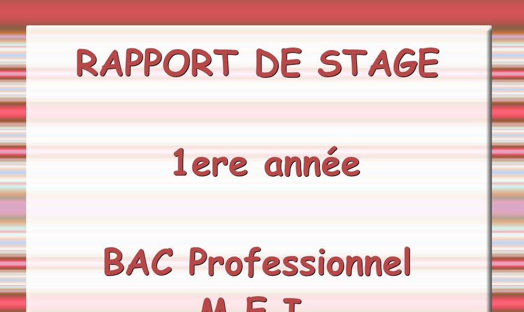 Exemple Rapport De Stage 1ere Bac Pro  Le Meilleur Exemple
