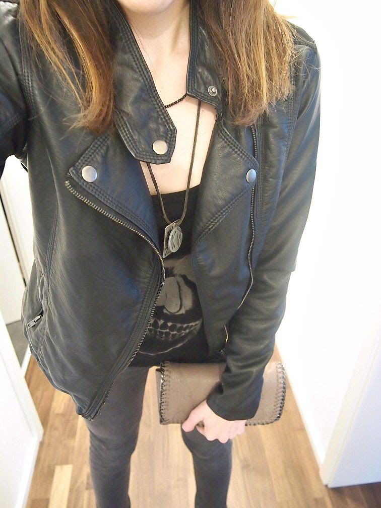 Outfit of the day - Lederjacke Fashion, look, grau
