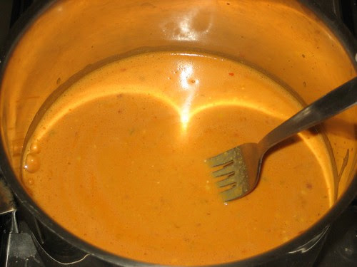 pot of vegan nacho cheese dip on the stove