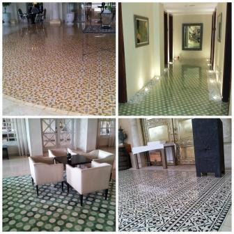 Commercial cement tile installations collage