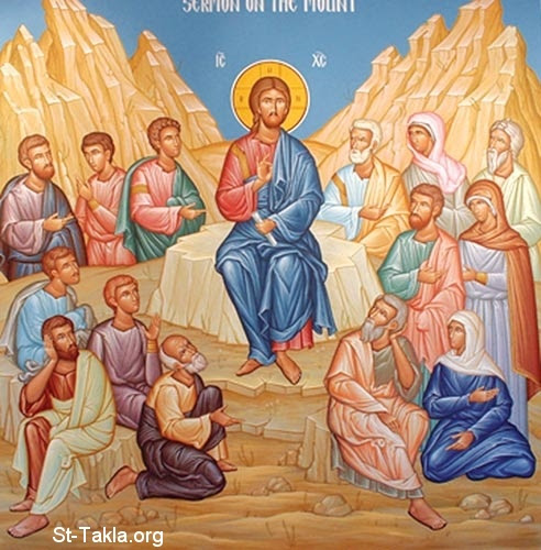 Image: Jesus Christ Preaching the Sermon on the Mount, Greek icon صورة السيد يسوع المسيح في العظة على الجبل، أيقونة يونانيةالعظة 