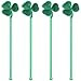 Royer 6 Inch Plastic Shamrock, St. Patrick's Day, Clover Swizzle Sticks, Drink Stirrers, Barware, Set of 24, Green Plastic w/ Metallic Foil Stamping - Made In USA