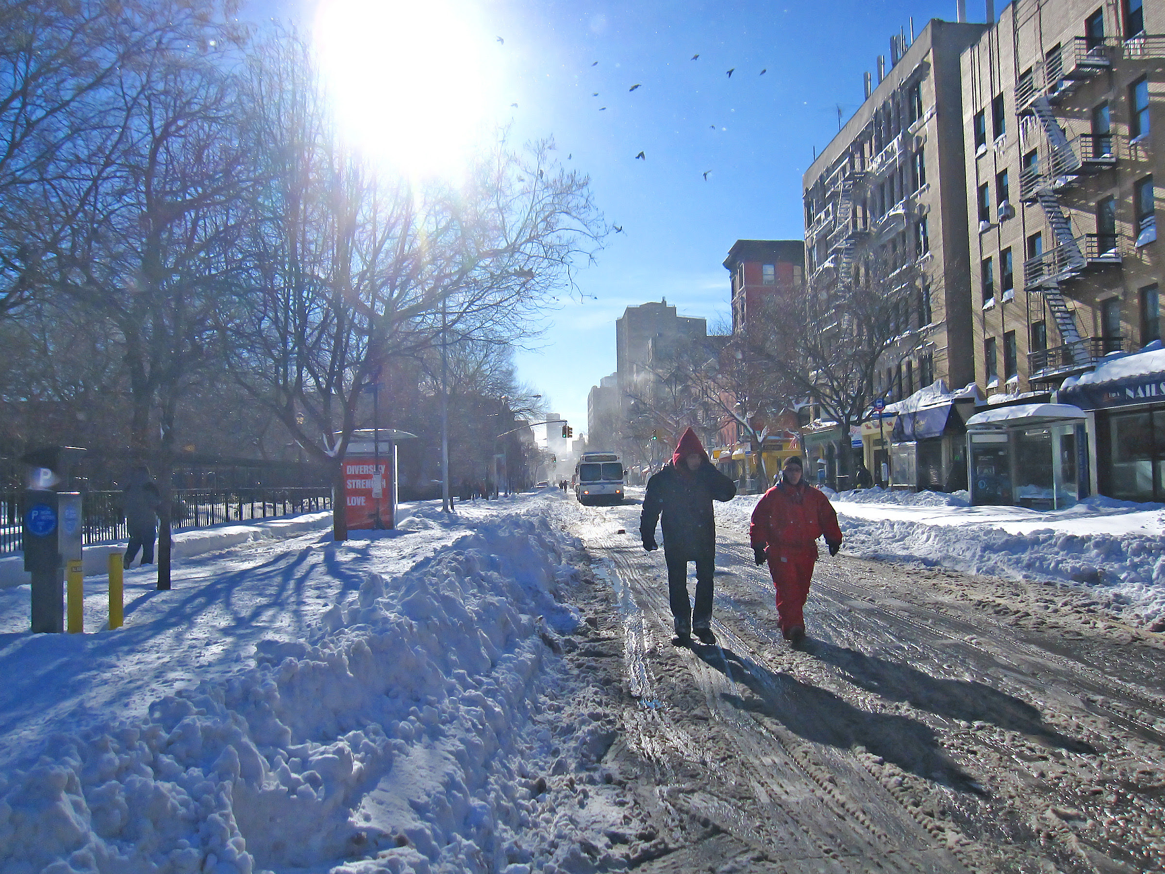 Looking down Ave A towards 7th Street
