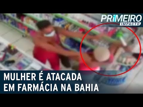 Vídeo: Mulher é atacada com golpes de faca em farmácia na Bahia