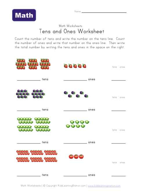 Tens And Ones Worksheet : Tens and Ones (examples, solutions