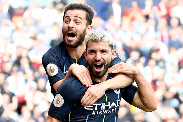 Image result for Manchester City stand just two victories away from retaining their Premier League title after Sergio Aguero's second-half goal gave them a scrappy victory over Burnley at Turf Moor.