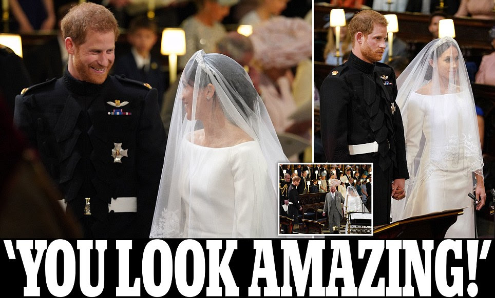 Prince Harry's bride-to-be Meghan Markle walks down the aisle with Prince Charles