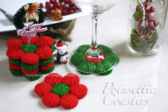 Crochet Pattern: Poinsettia Coasters