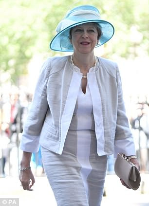 The PM is pictured at a Windrush ceremony in London today