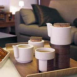 teapots in ceramic and wood from tonfisk