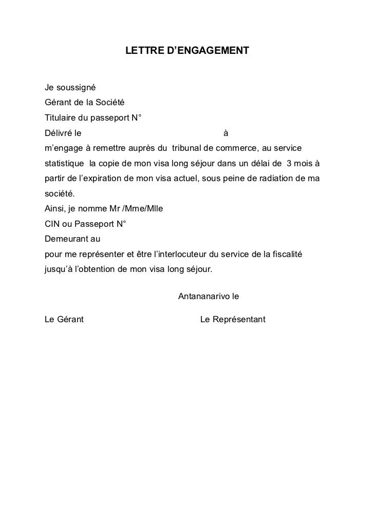 Sample Cover Letter Exemple De Lettre D'engagement