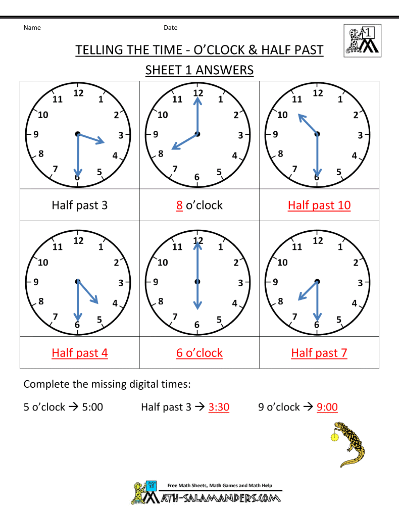 time worksheet: NEW 807 TIME WORKSHEETS HALF PAST