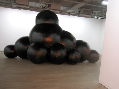 Black spheres installation
