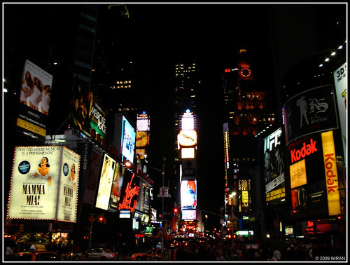 Summer Night City. Dark, Lights, Ironic Sights. Times Square, NY. Kodak Moment On A Nikon. IMRAN™ - Please Read Below
