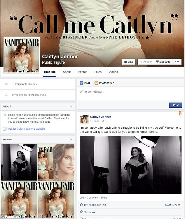 New identity: Jenner has also set up a new Facebook account under her new name