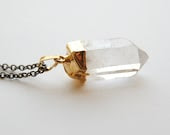 Crystal Necklace - Raw Quartz Gold Dipped - Summer Fashion - Graduation Jewelry - Free Shipping in the US - SPARKLEFARM