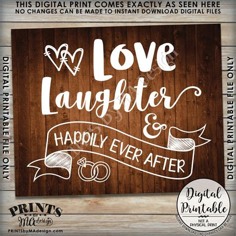 love laughter  happily   wedding sign