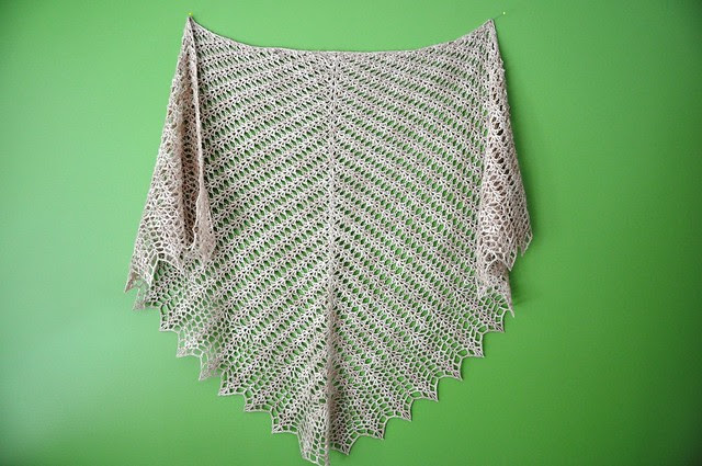 Shell & Feather crochet shawl finished-34x62inches-1