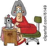 Royalty-free Clip Art: Elderly Seamstress Woman Sewing A Dress Royalty-free Clip Art: Elderly Seamstress Woman Sewing A Dress