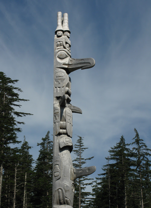 the Unity Pole on a nice day, Kasaan, Alaska