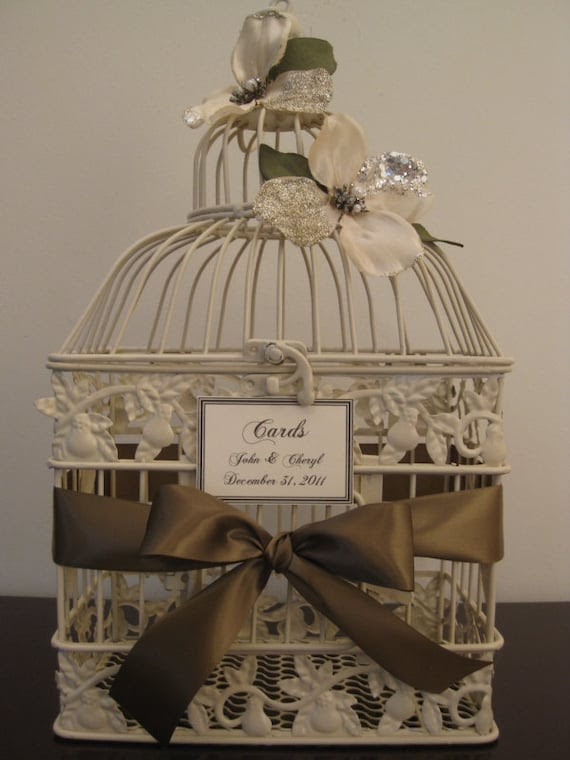Beautiful Antique Style Ivory Bird cage / Wedding Card Holder Birdcage  / Wedding Birdcage / Decorative Bird Cage