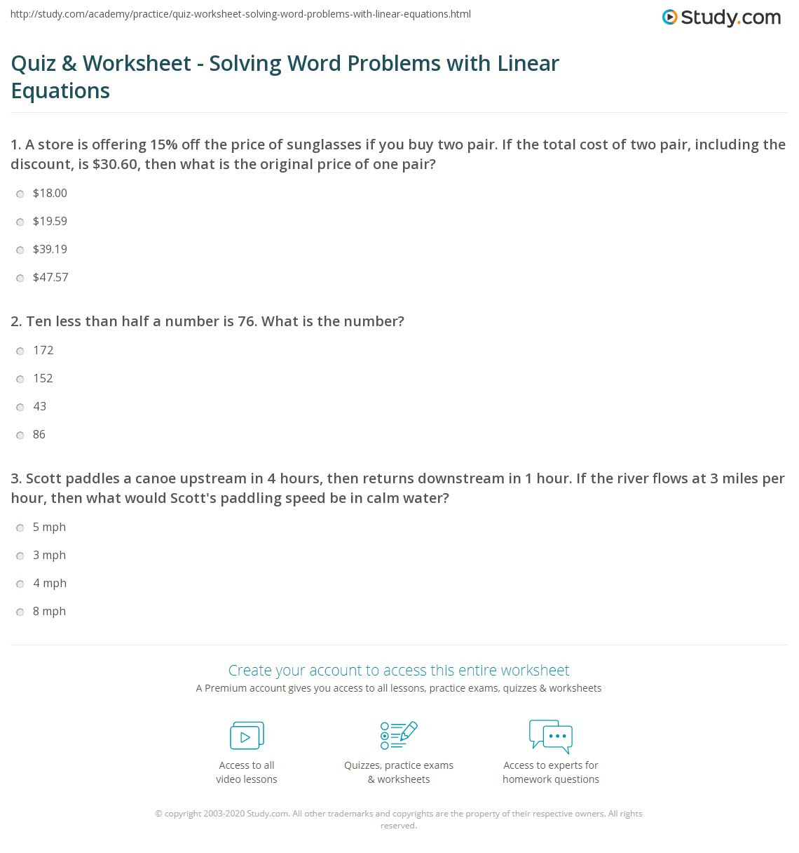 Simultaneous Equations Worksheet with Answers Word Problems Intended For Linear Function Word Problems Worksheet