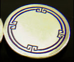 Charles Keller Arts & Crafts blue enamel and gold cufflinks. (J8999)