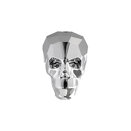 s46053 Swarovski Bead - 13 mm Faceted Skull (5750) - Crystal Light Chrome (1)