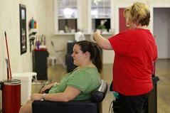 Sarah getting her hair done