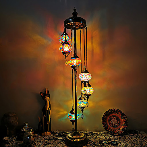 Spiral Multicolored Stained Glass Floor Lamp