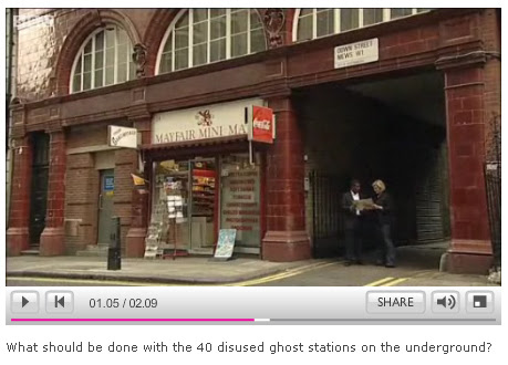 Screengrab from BBC Ghost Tube Stations Feature - click to watch film