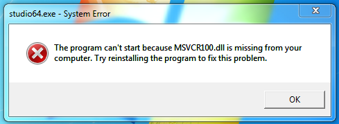 (WORKING) the program can't start because msvcr100.dll is ...