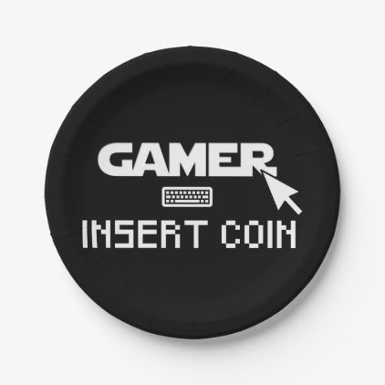 Gamer insert coin paper plate