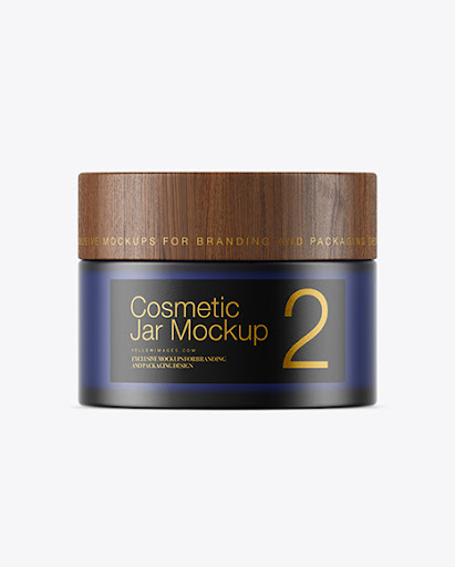Download Dark Frosted Blue Glass Cosmetic Jar Packaging Mockups PSD Mockup Templates