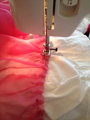Sewing on the ruffle