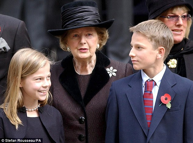 Thatcher Family Are Comforted By The Queen On The Steps Of St Paul S