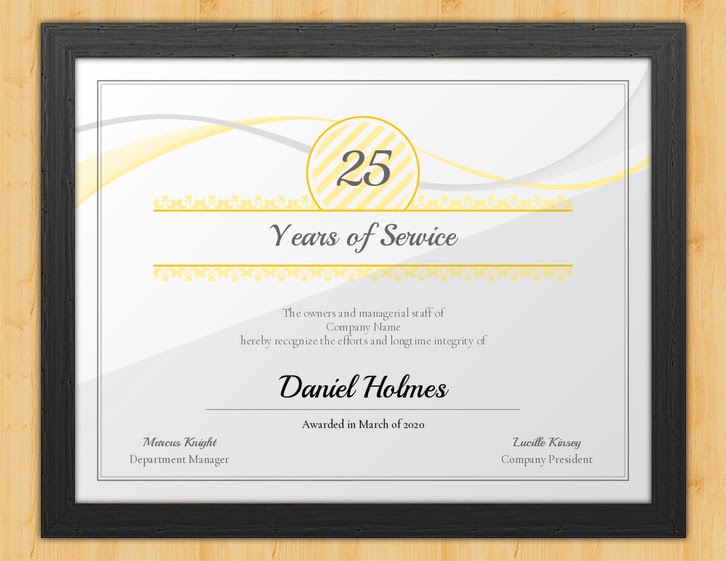Certificate Of Years Of Service Template Employee Certificate Of 