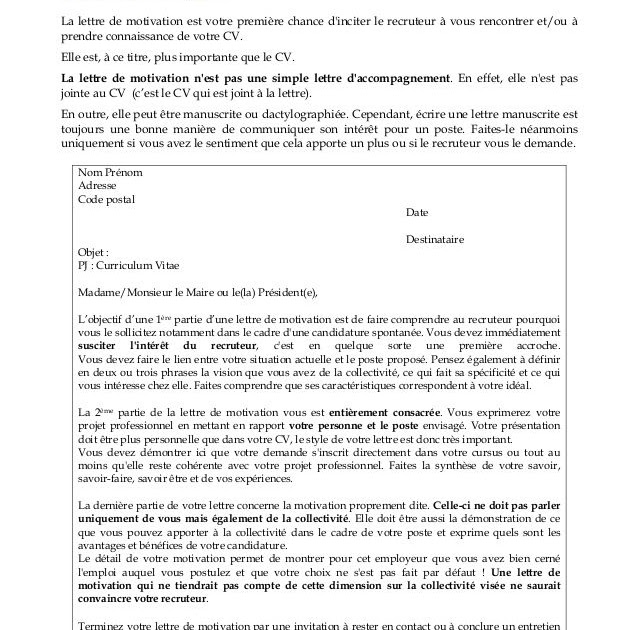Lettre De Motivation Titularisation Adjoint Administratif  Delnancz