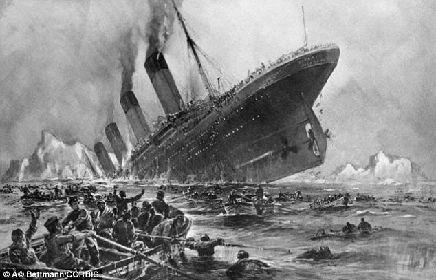 At 0240 GMT on 15 April 1912 the RMS Titanic struck a large iceberg while 400 miles from land. About 330 feet (100m) of the hull below the waterline buckled, flooding the ship with water across several compartments. In just over 2.5 hours the ship sunk (illustrated), claiming 1,514 lives in the process
