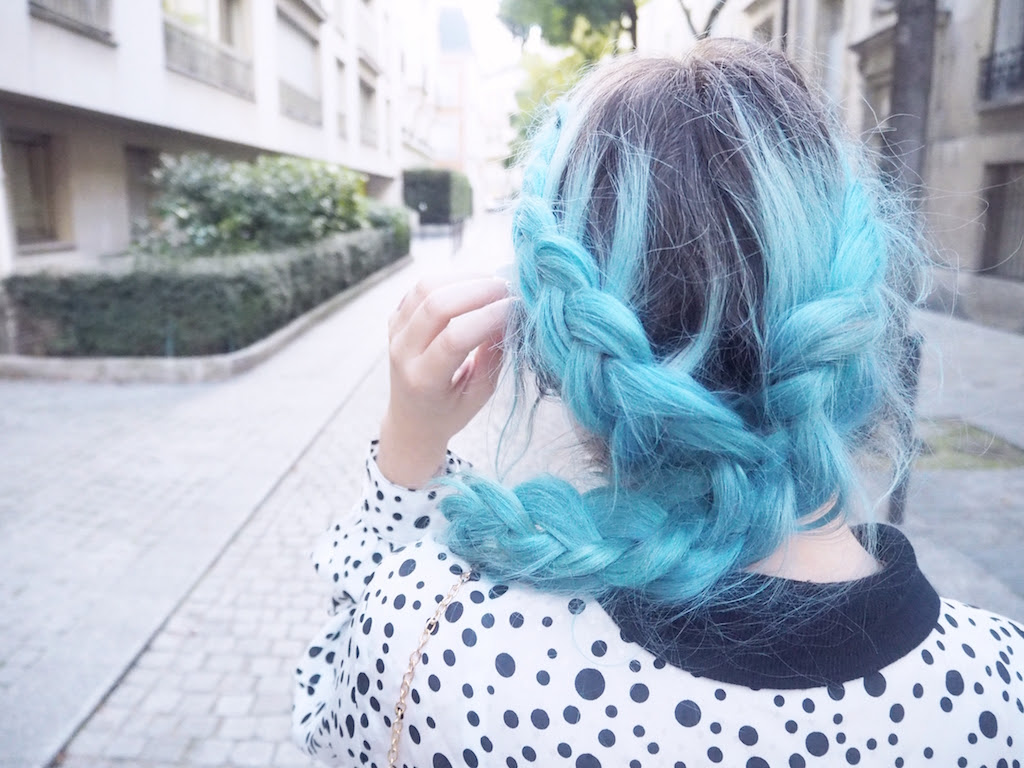 Blue hair braids plaits
