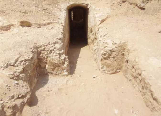 The entrance to a tomb that is among a new cemetery            discovered at Lisht (Photo: Egypt Independent)