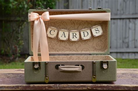 Wedding Card Holder Vintage Style Suitcase Card Box Green Wedding Card Holder Vintage Style Suitcase Card Box Green
