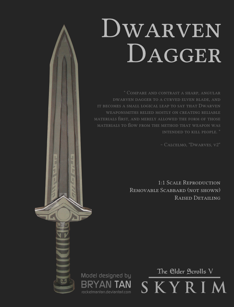 Skyrim Dwarven Dagger Papercraft