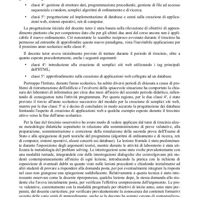 relazione finale tutor tirocinio esempio